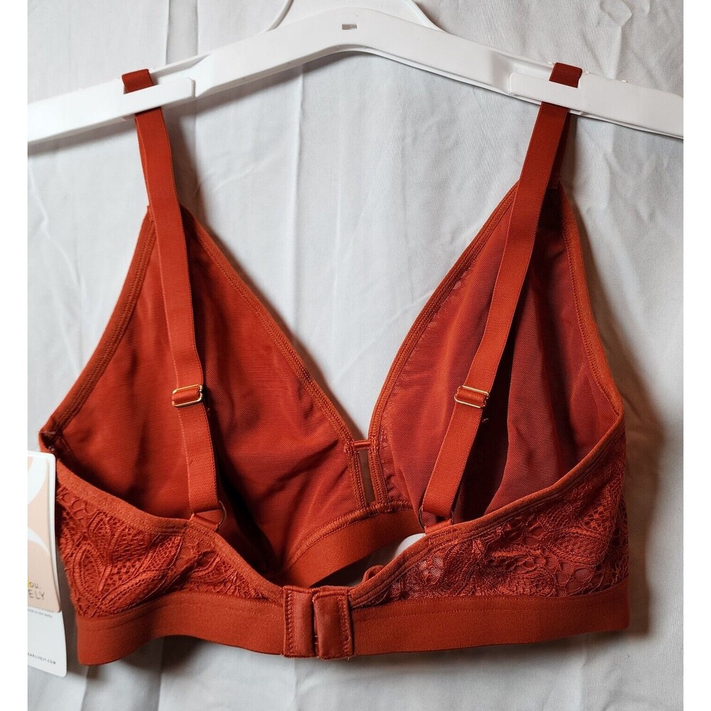 New Lively Women's Orange Wireless Semi Sheer Bra Adjustable Straps Size 2 - Picture 4 of 5
